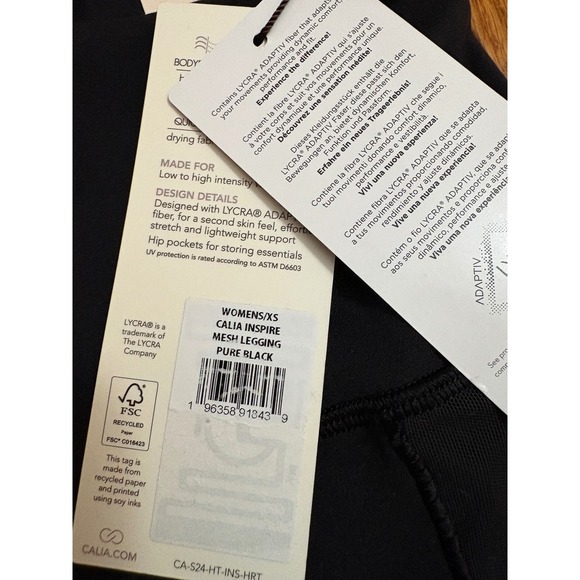 New CALLA Black High Waist Leggings size XS Mesh Panel Athletic Yoga Pants - Picture 12 of 14